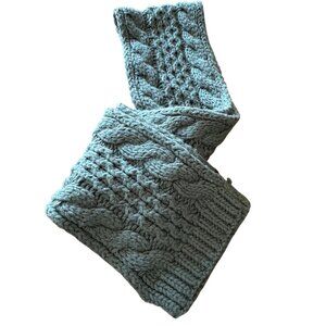 The North Face Cable Knit Scarf Blue Green Acrylic Wool Winter Warm